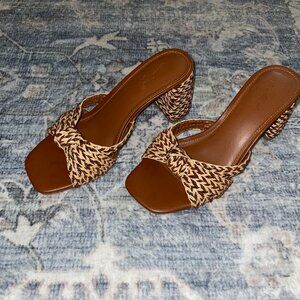 Univeral Thread Aaliyah Raffia Strappy Knot Sandal Heels - Cognac